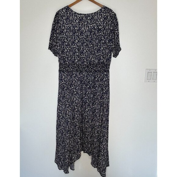 Hayden Maxi Dress Navy Blue Ditsy Floral Smocked Waist Size 1XL - Picture 2 of 11